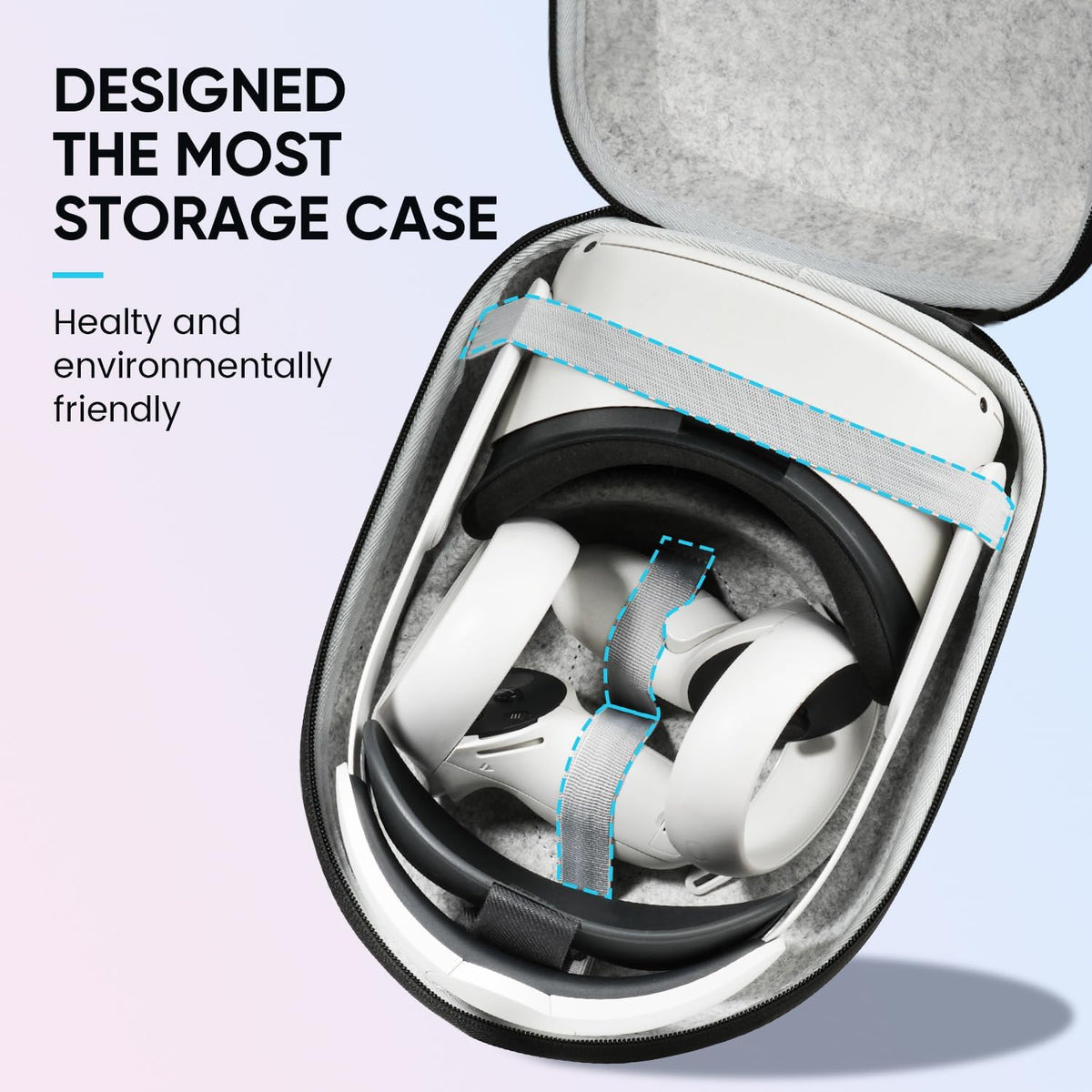 BnLnHOGVR storage case zipper and nylon hand strap detail