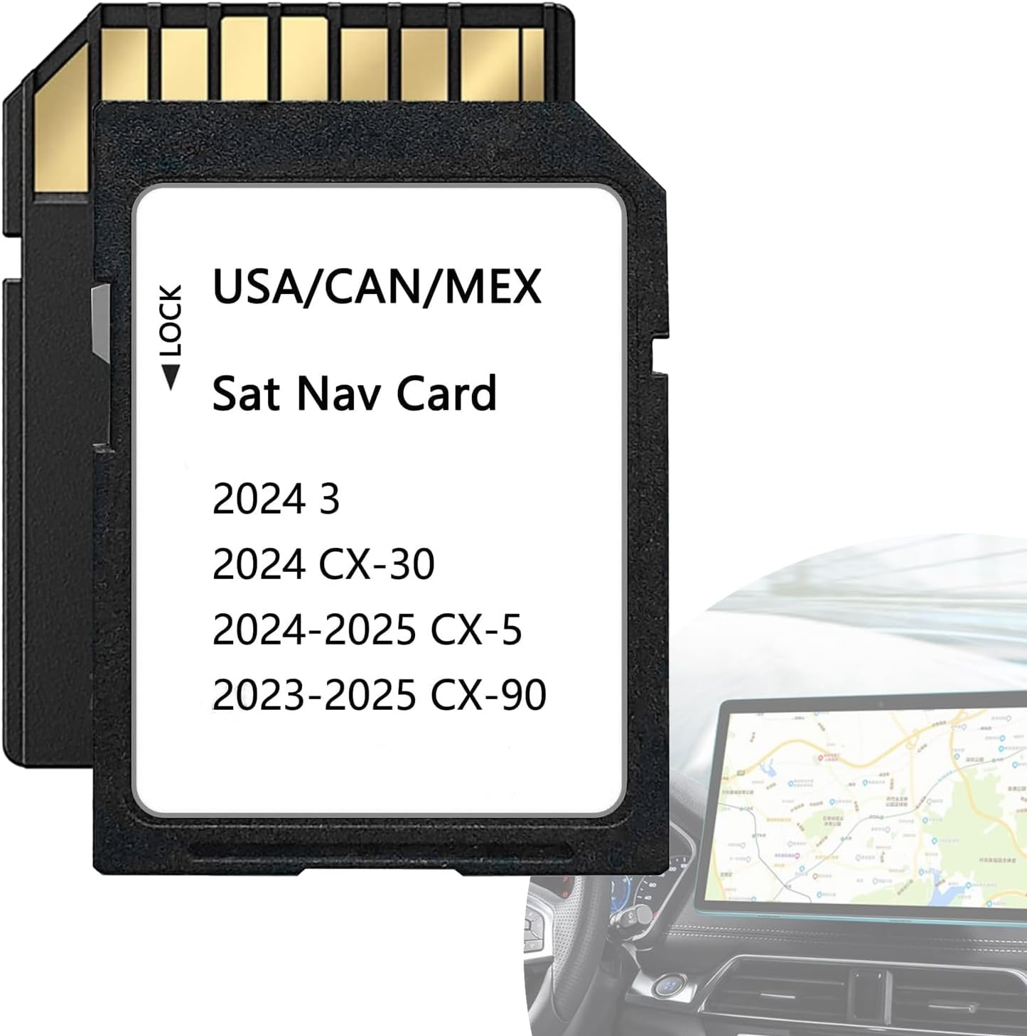 Lymfora 2025 Navigation SD Card front view for Mazda vehicles.