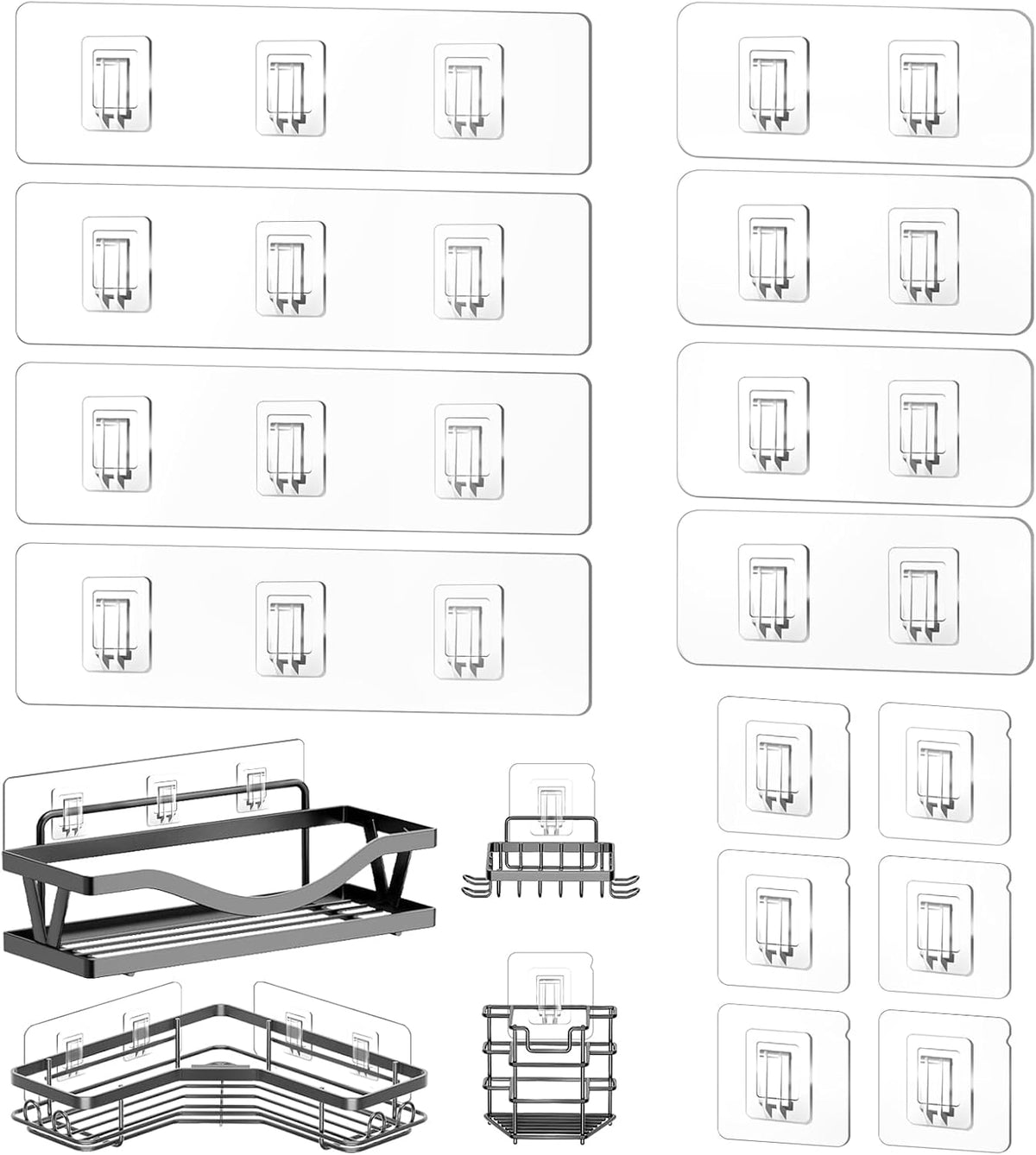 Shower Caddy Adhesive Replacement Stickers - 6 Pack No Drilling Shower Caddy Adhesive Strips, Strong Adhesive Hooks for Shower Caddy Bathroom Storage Shelves and Kitchen Racks & Soap Holder - Image 11