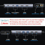 SSK 14-in-1 laptop hub showing dual HDMI and DisplayPort connections.