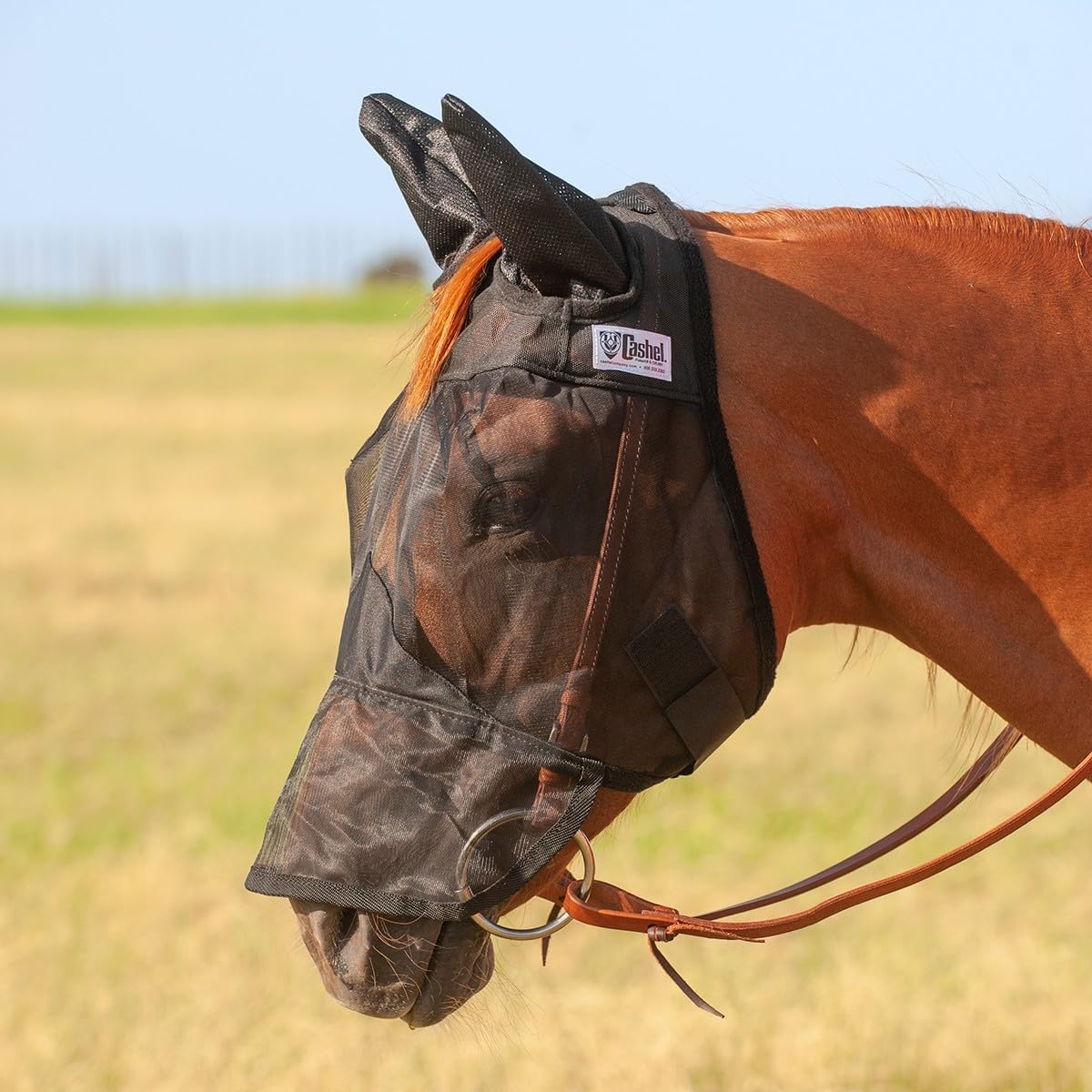 Cashel Quiet Ride horse fly mask with long nose in black