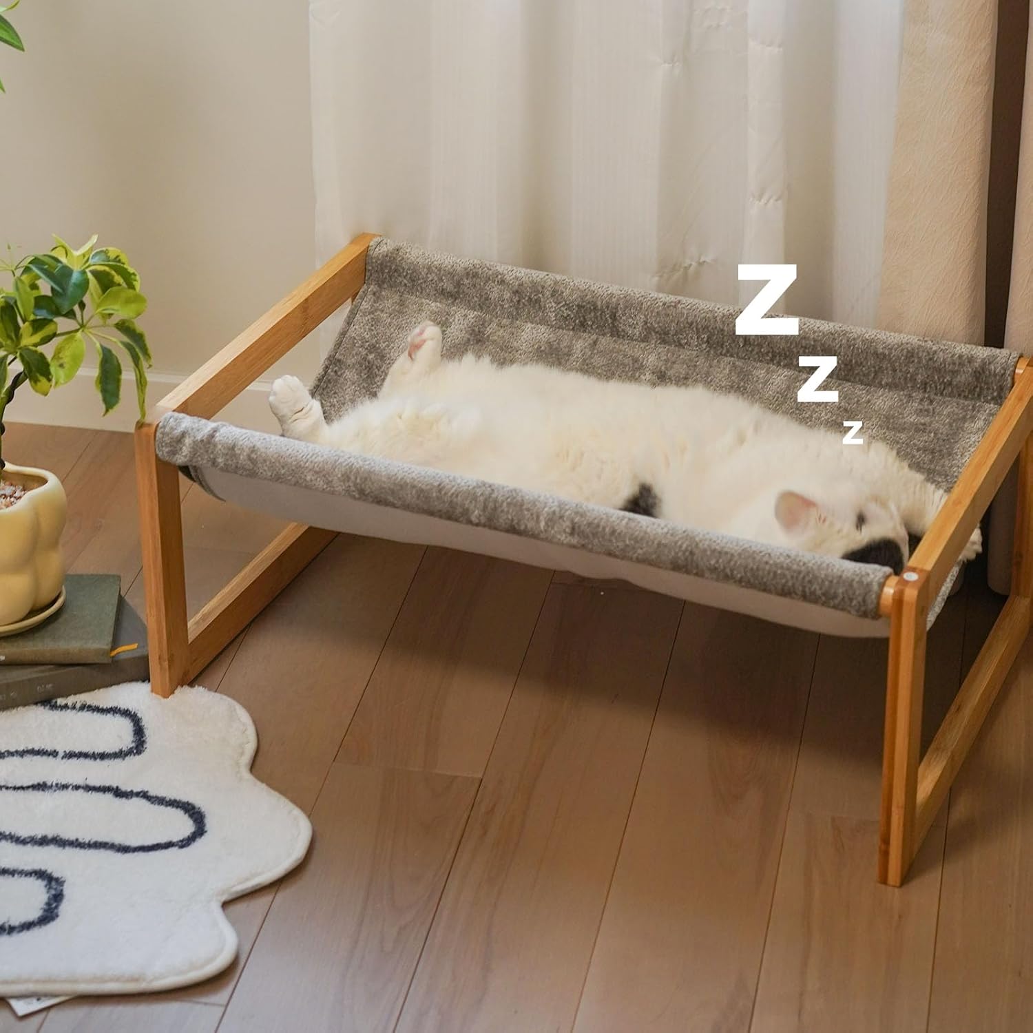 Kiplant elevated cat hammock bed front view for indoor use