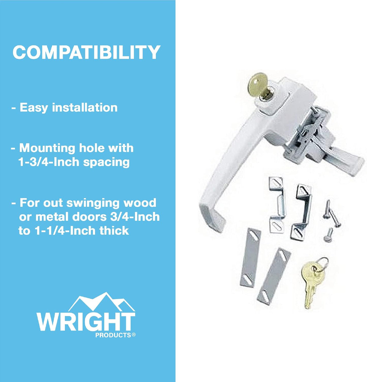 Wright Products replacement door handle close up of key cylinder