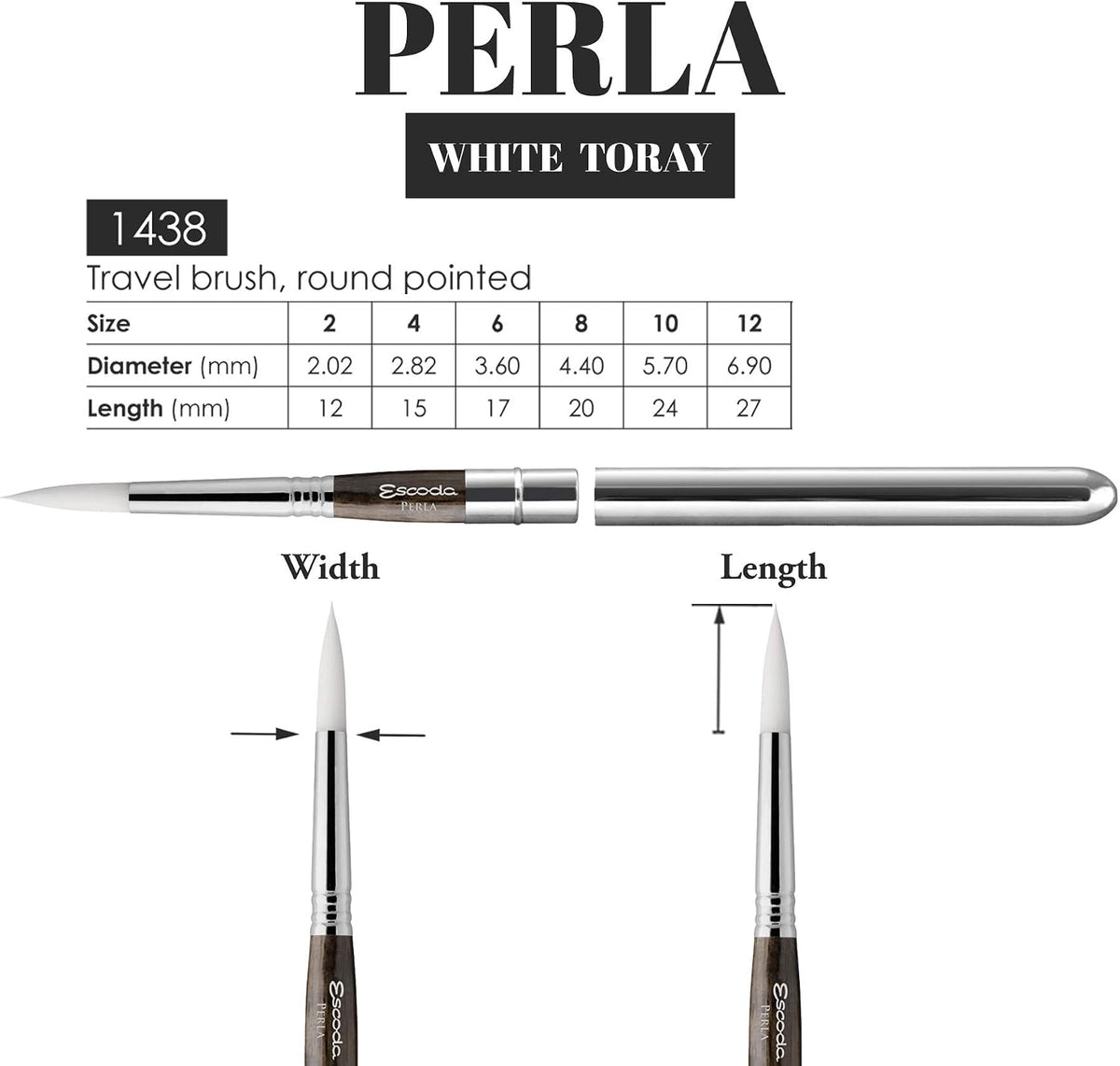 Escoda Perla artist paintbrush handle and triple crimp ferrule detail