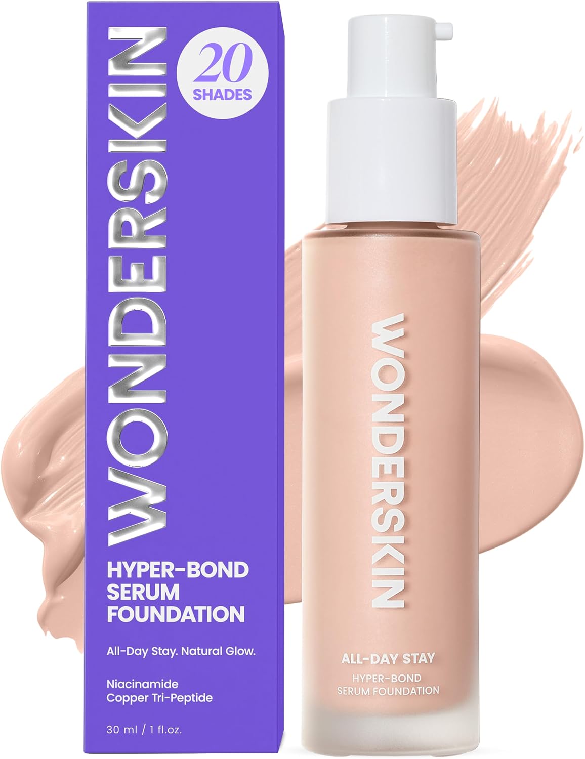 Wonderskin Hyper Bond All-Day Stay Serum Foundation front view in Haze shade