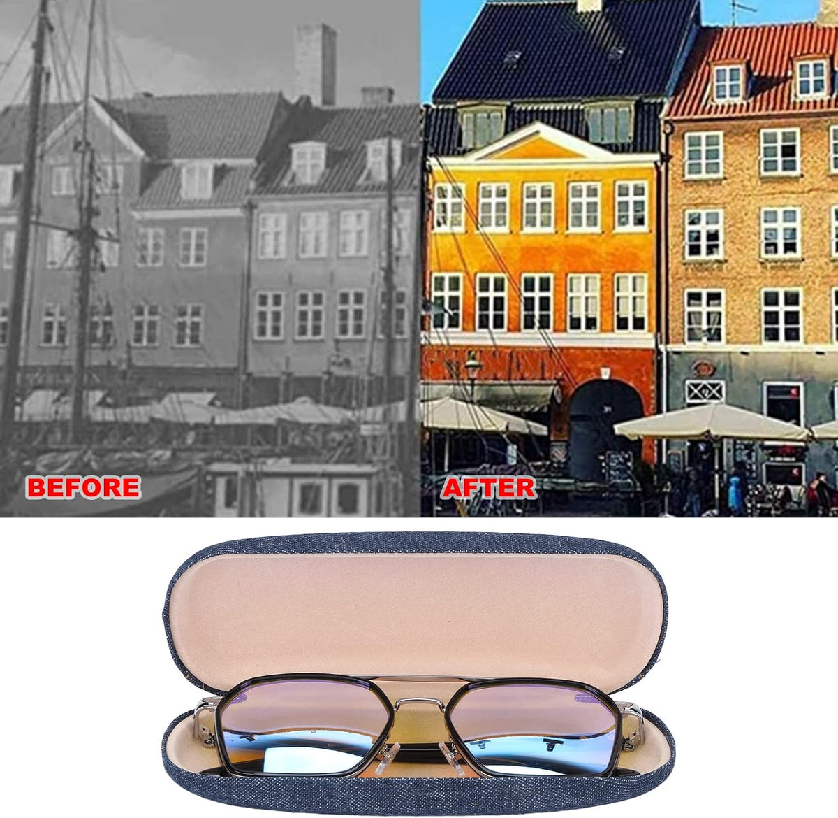 Color Blindness Glasses, Color Blind Glasses Indoor Outdoor Fashionable Color Blindness Glasses for Men Women with Case Red Green Colorblindness Glasses for Severe Red Green - Image 9