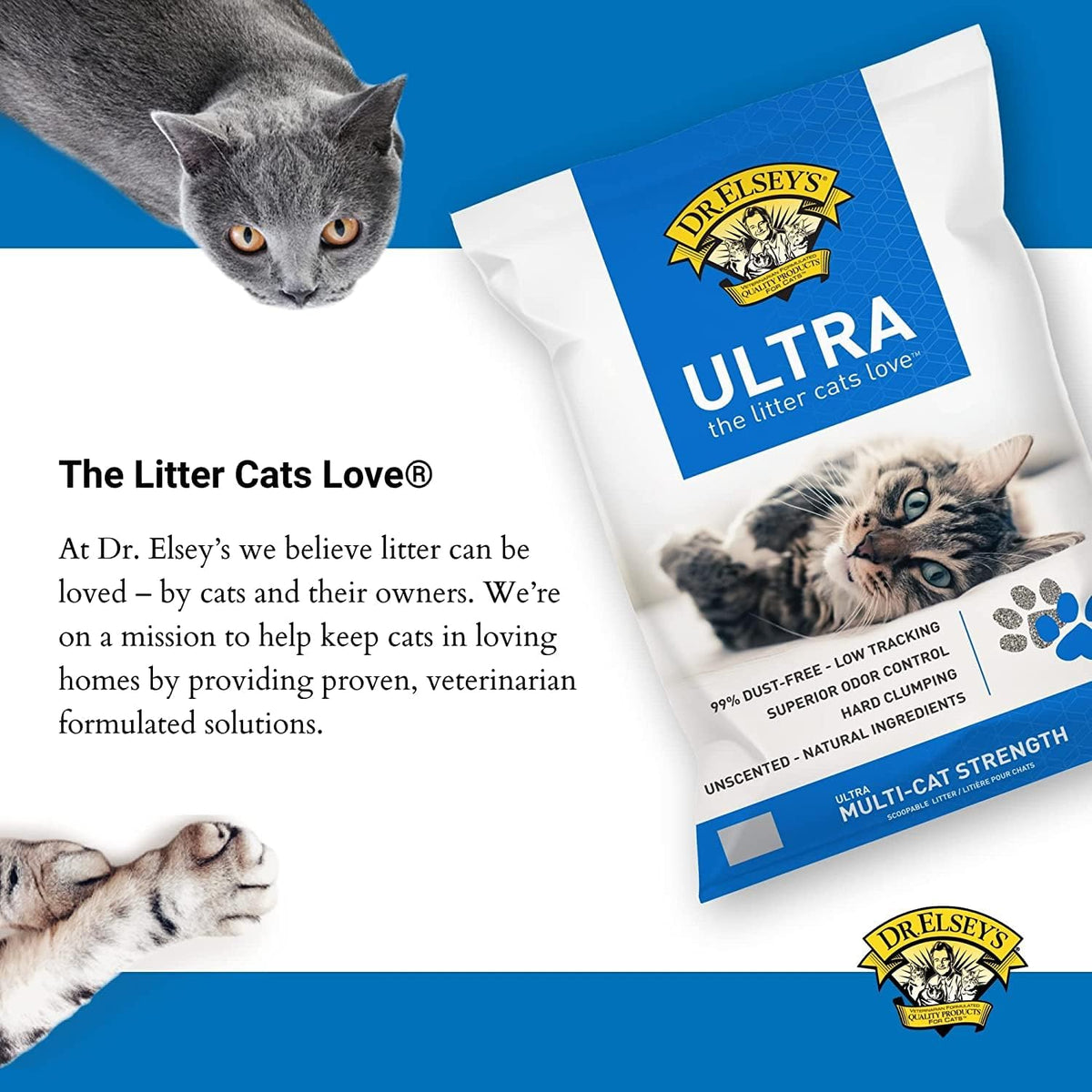 Dr. Elsey's Ultra UnScented Clumping Clay Cat Litter 40 lb. Bag - Image 3