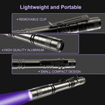 Waterproof COSOOS blacklight torch demonstrating splash resistance against wet outdoor conditions.