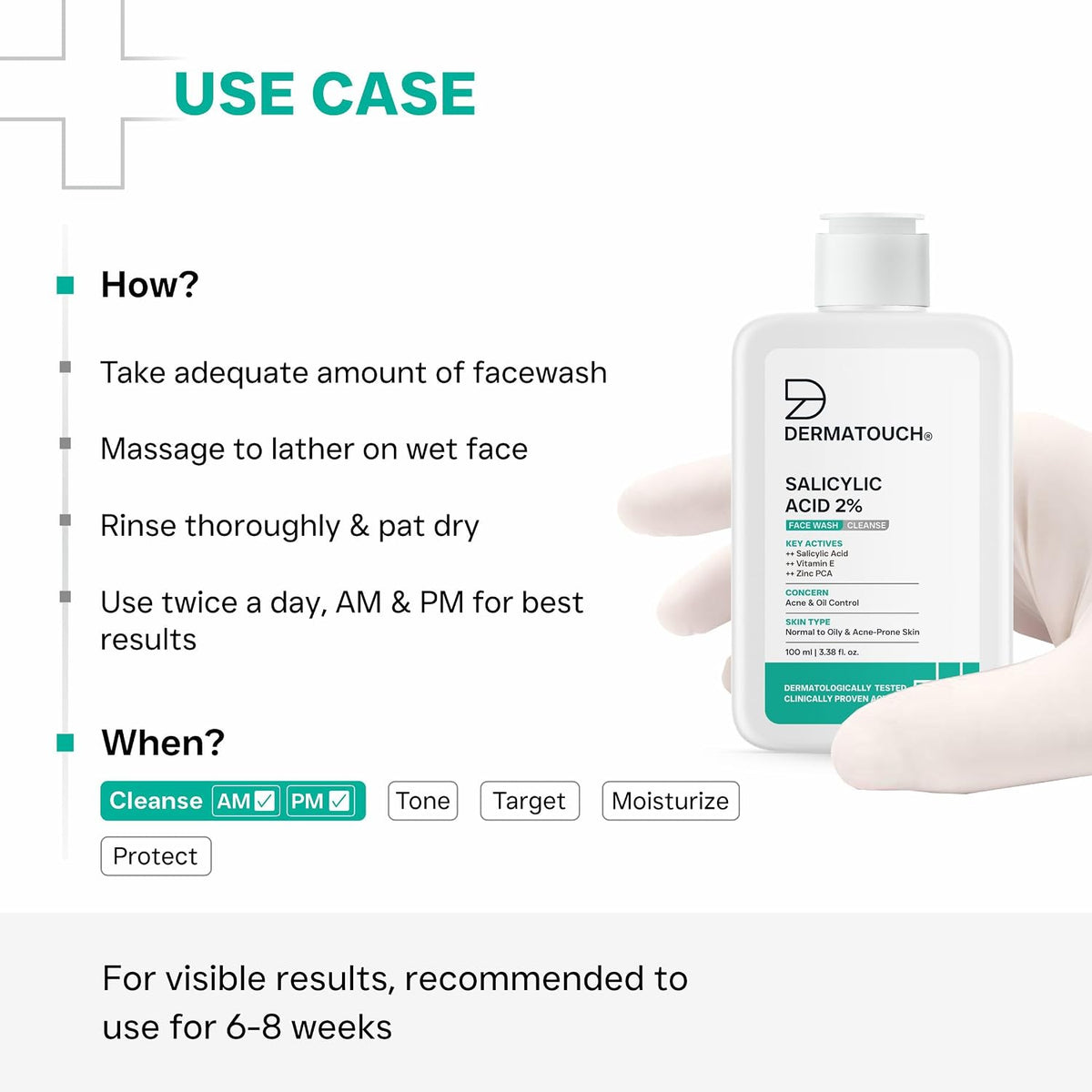 Dermatouch Salicylic Acid 2% Face Wash skin benefits chart