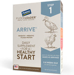 FlockLeader Arrive daily probiotic and prebiotic poultry supplement eight ounce front packaging view