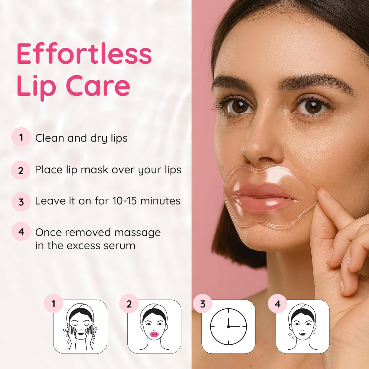 Close-up of hydrogel lip mask texture and application