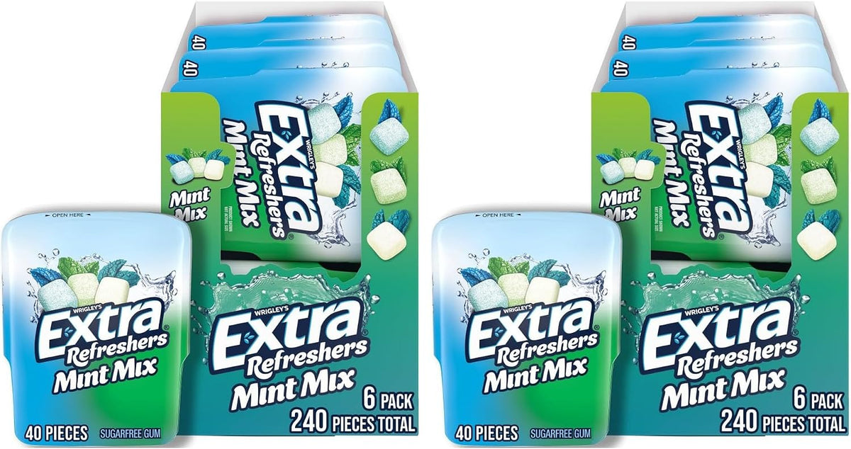 EXTRA Refreshers Mint Mix Gum, 3.21-Ounce 40-Piece Bottle (Pack of 6) - Image 9