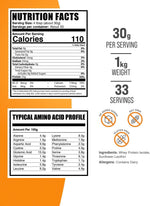 BulkSupplements unflavored hydrolyzed whey isolate supplement facts nutrition panel