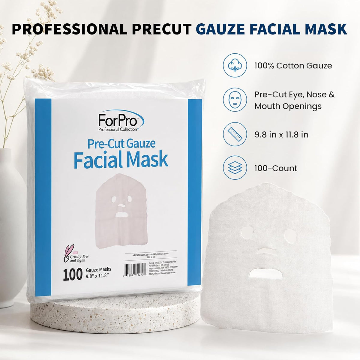 ForPro high frequency treatment cotton gauze mask box side view