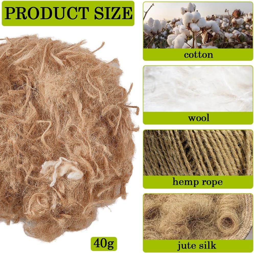Natural jute and cotton fibers for bird nests