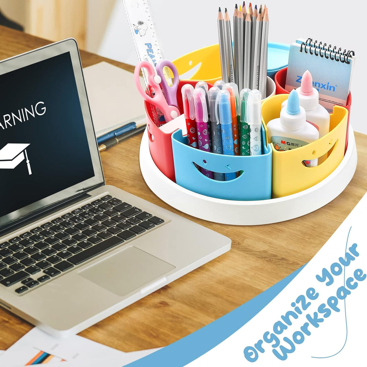 MeCids durable ABS plastic rotating pencil holder packaging view