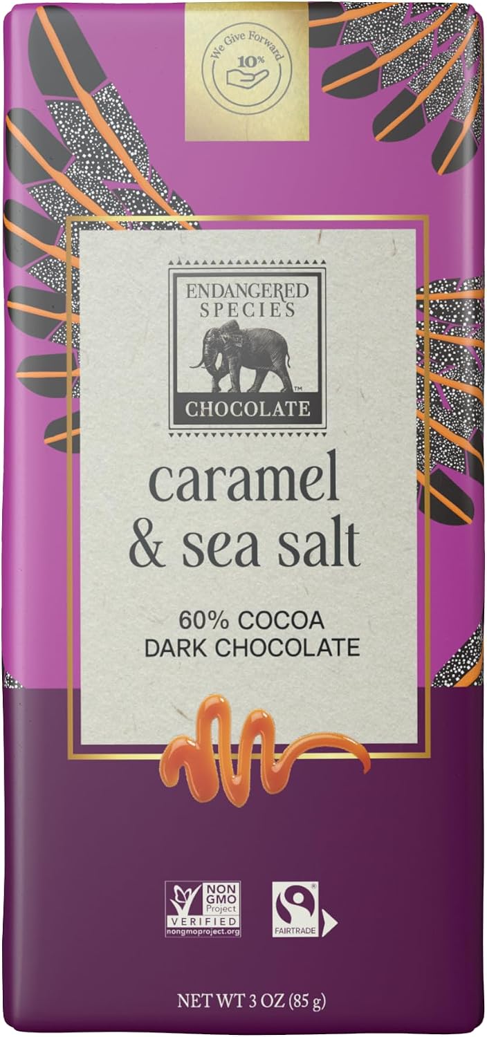 Back of Endangered Species Dark Chocolate Bar wrapper highlighting the Eurasian Eagle-Owl conservation story