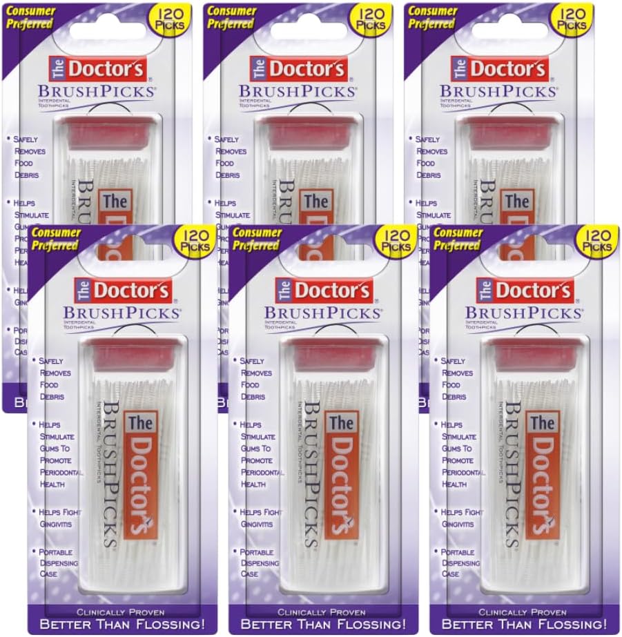 The Doctor's BrushPicks 120 count pack of 6 front view plaque removal tool