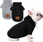 2 Pack Dog Hoodie Sweaters for Small Medium Dogs Warm Dog Clothes for Large Dogs Soft Waffle-Like Laminated Sweatshirt Bulldog (Black+Grey, S (Back: 11.5",Chest: 15.5", Neck: 10")) - Image 15