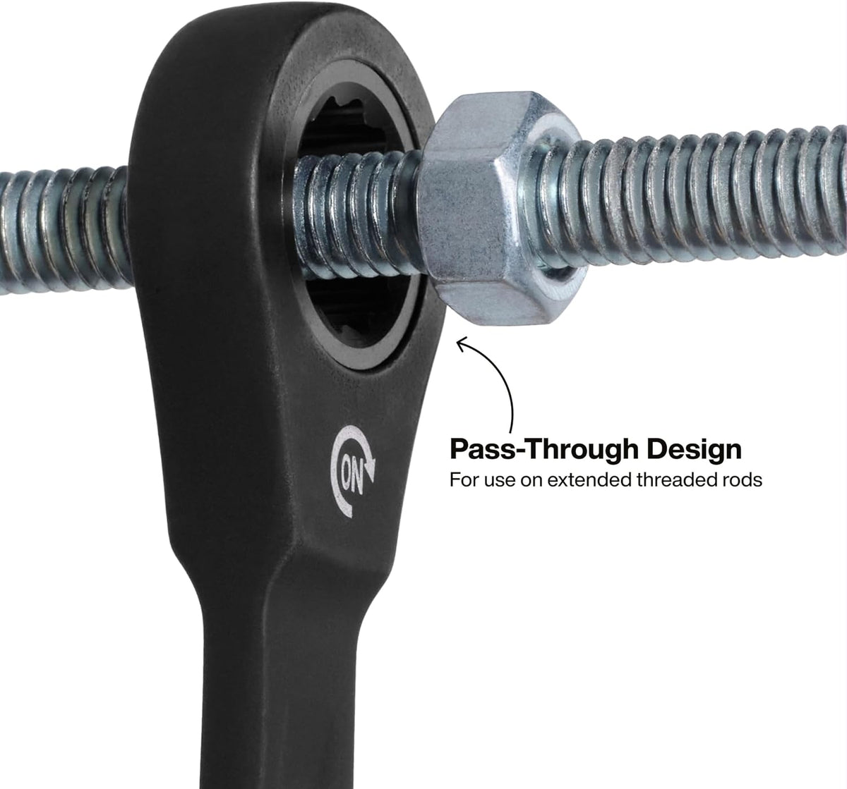 Detail view of 90-tooth ratcheting box end mechanism