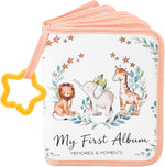 AUVCAS My First Photo Album for Baby front view showing jungle animal pattern design.