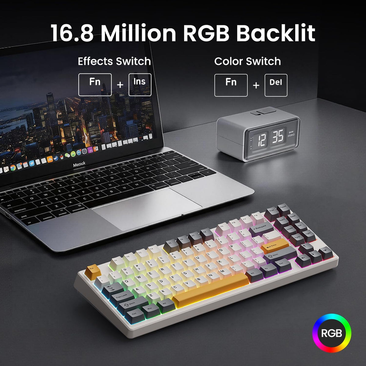 Kisnt KN85 compact keyboard bottom profile with connectivity switches