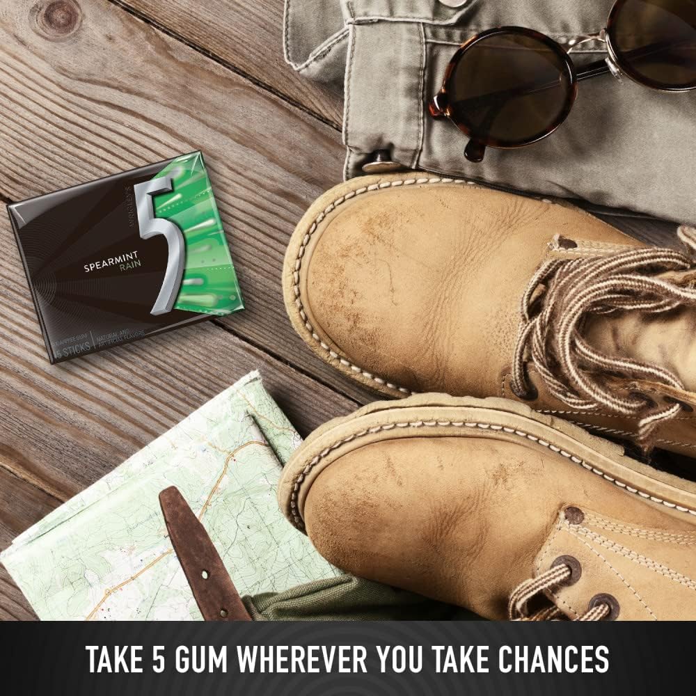 Close up view of the 5 GUM Wintermint Ascent chewing gum pack showcasing the icy mint theme.