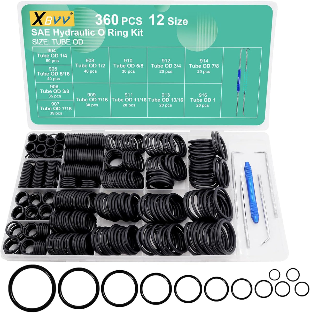 XBVV 1020 Pcs O Ring Kit 20 Size Nitrile Rubber O Ring Assortment Set for Car Auto Vehicle Repair Faucet Plumbing Air or Gas Sealing Connections Resist Oil and Heat - Image 15