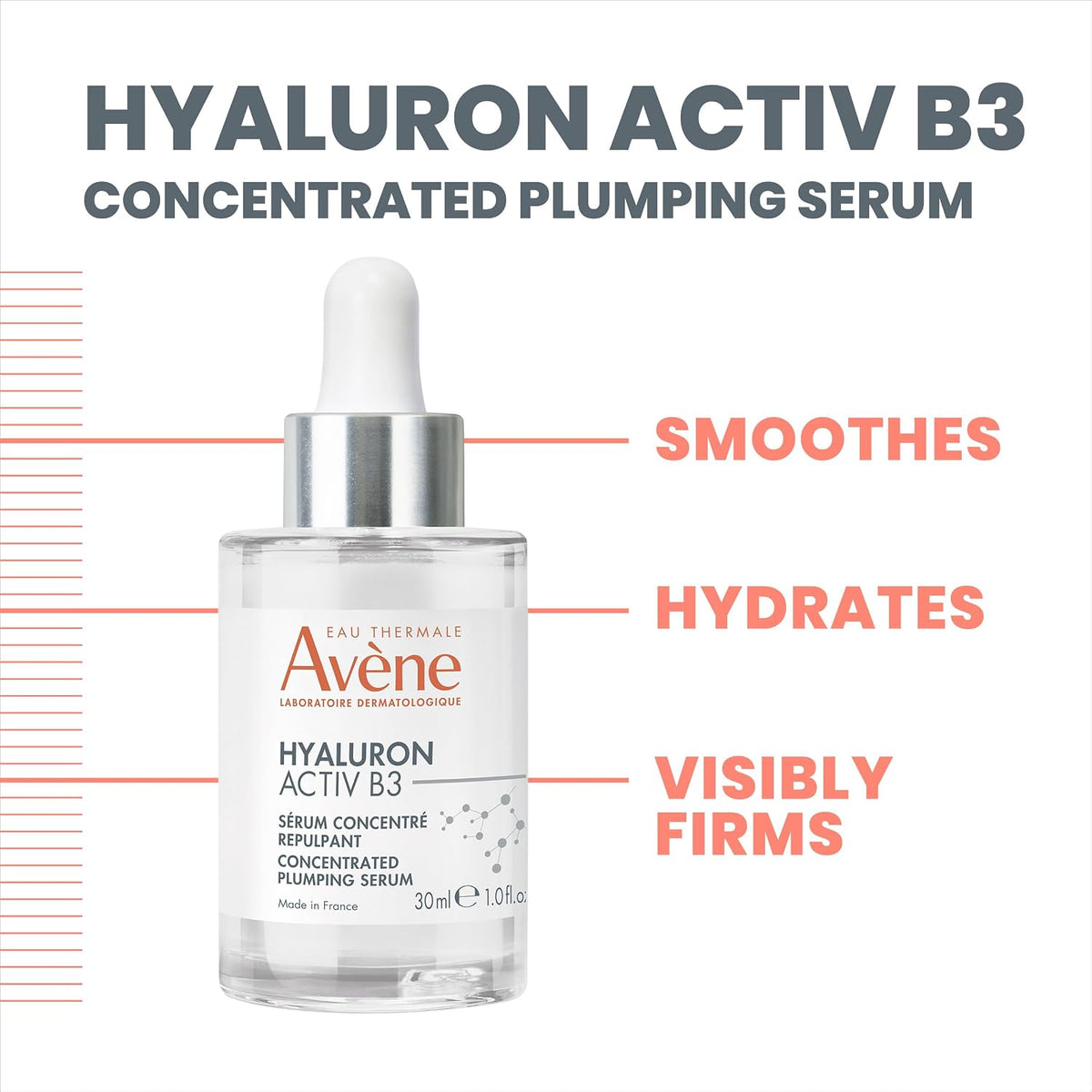 Avene Hyaluron Activ B3 serum bottle with ingredients label