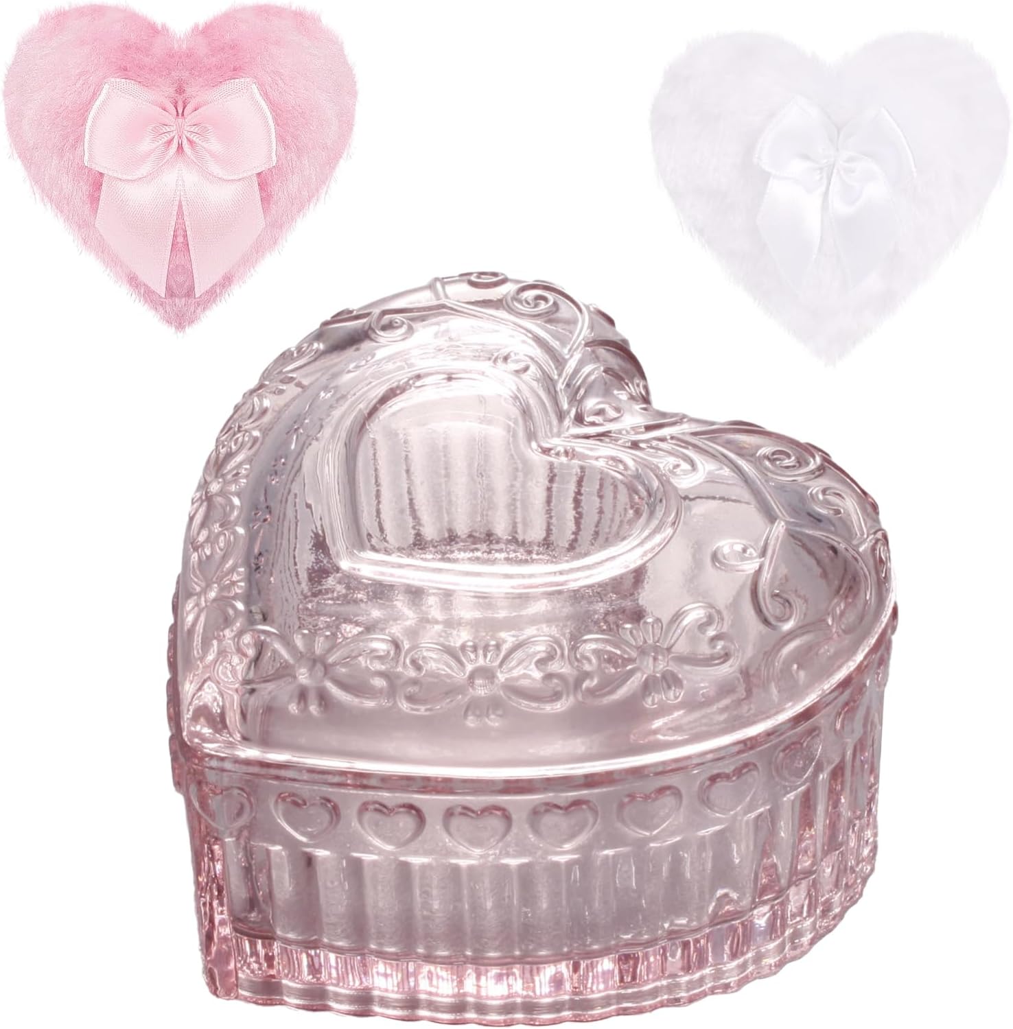 Gsteng Large Body Powder Puff and Container vintage crystal jar front view on vanity table.