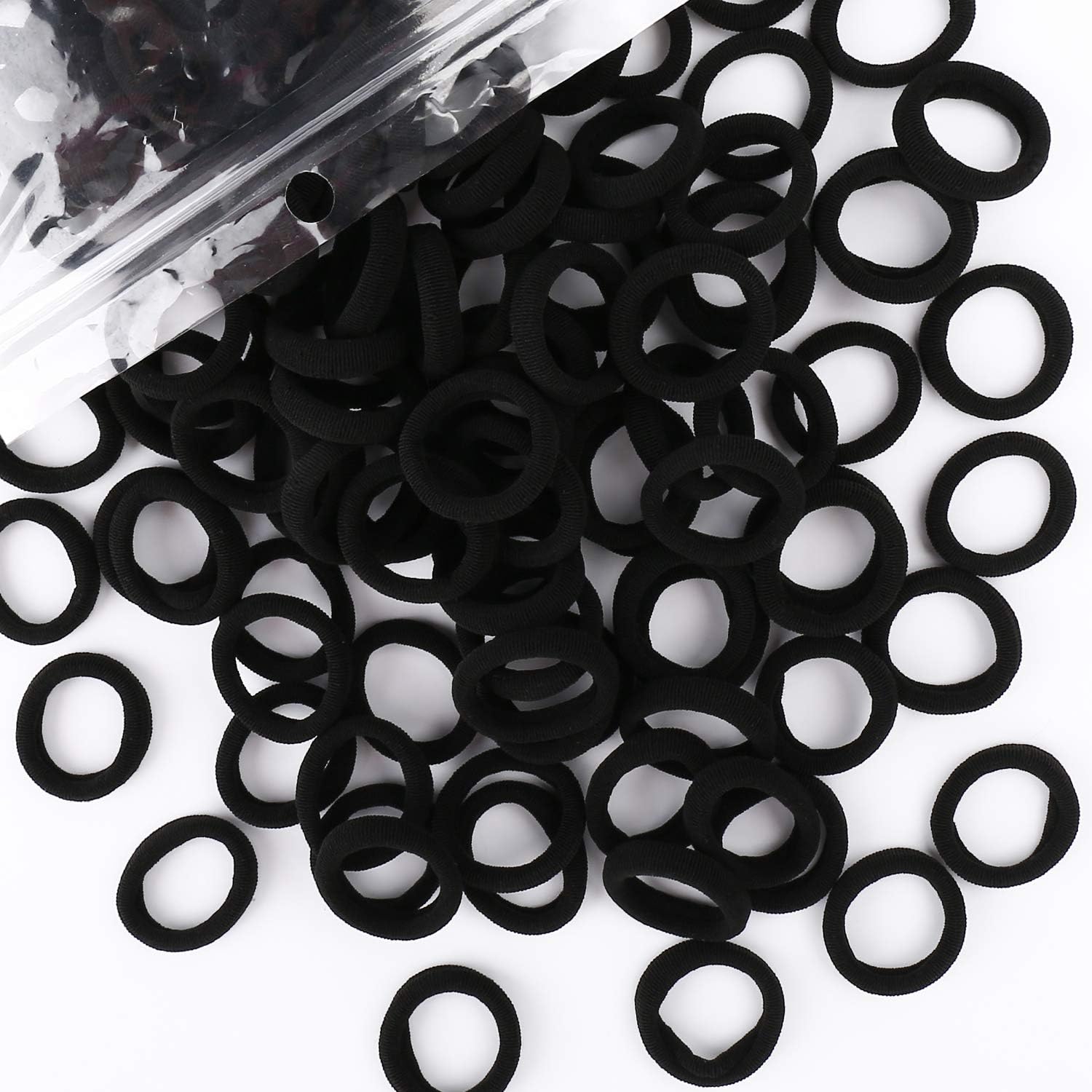 Baoli 200 pieces black seamless baby hair bands front view