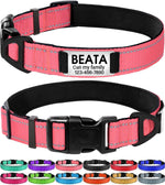 Joytale Personalized Dog Collars with Engraved Name Plate, Silent No Jingle Custom Nylon Collar with Fixed ID Tag, Reflective Soft Neoprene Padded Breathable for Medium Dogs, Hotpink - Image 12