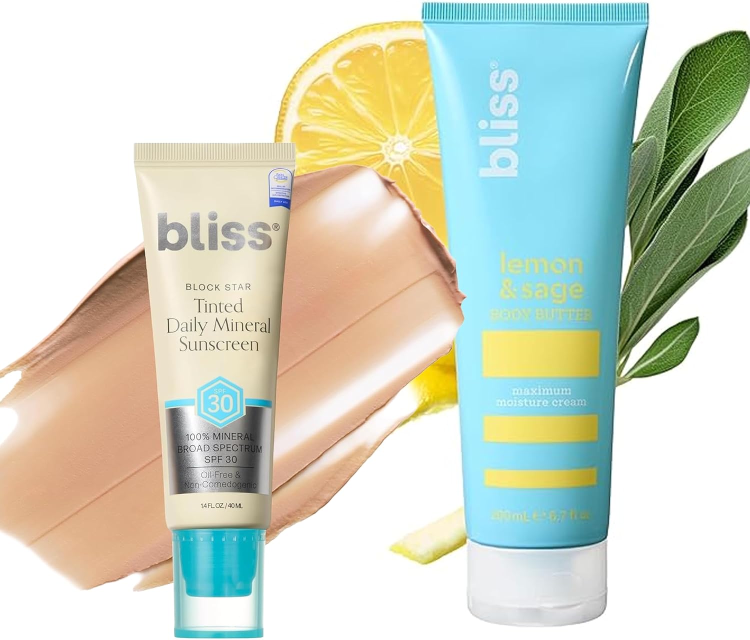 Bliss Block Star SPF 30 and Lemon Sage Body Butter duo set front view