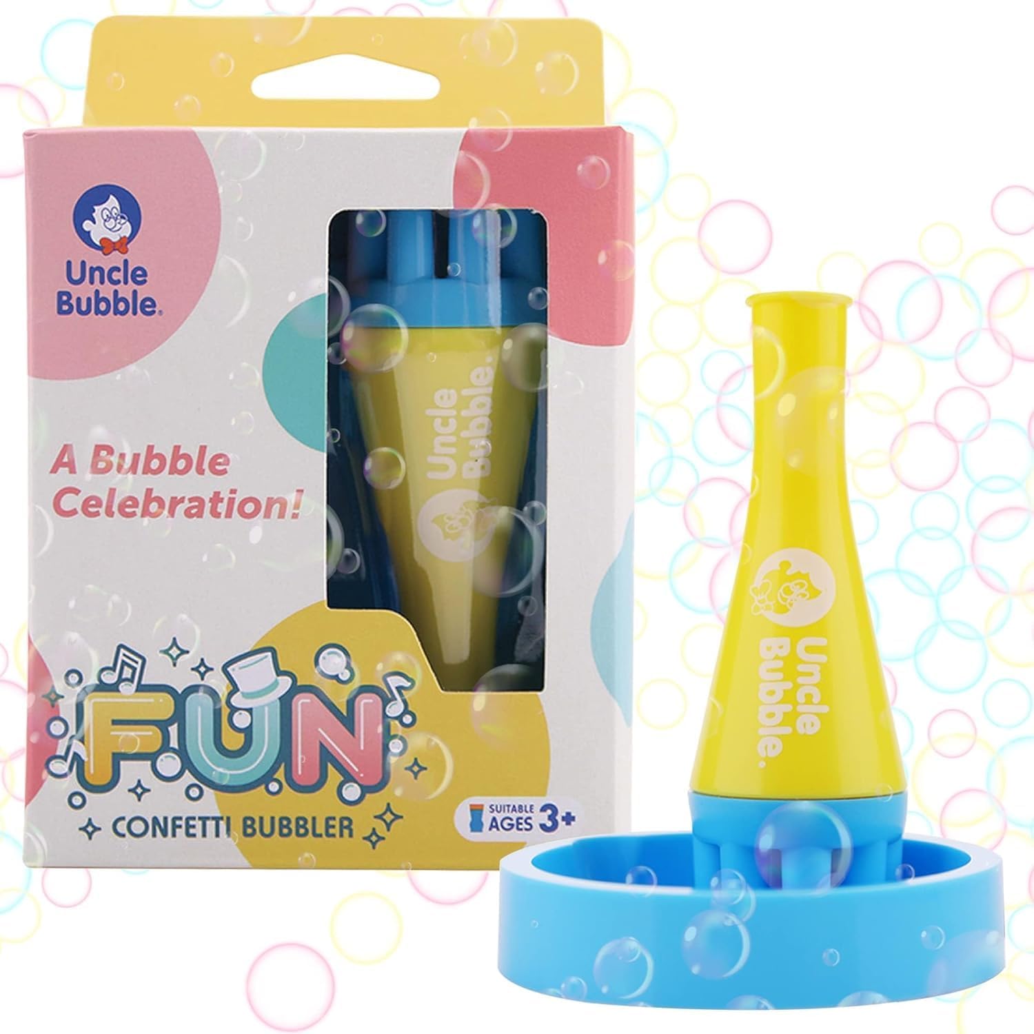 Uncle Bubble Mini Bubble Blower front view handheld toy
