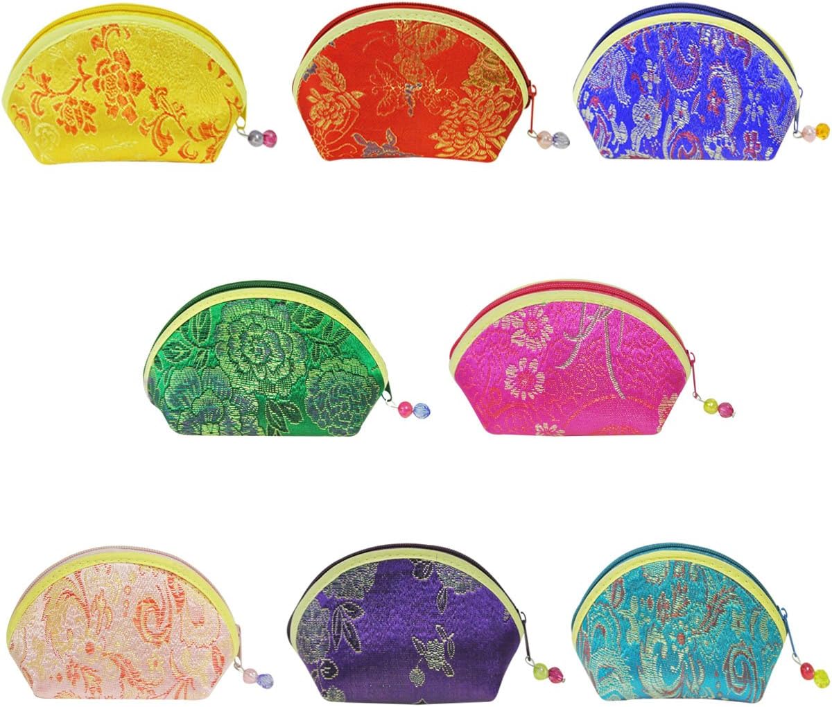Wrapables Silk Embroidered Brocade Gift Jewelry Coin Pouch Purse, Set of 8 - Image 1