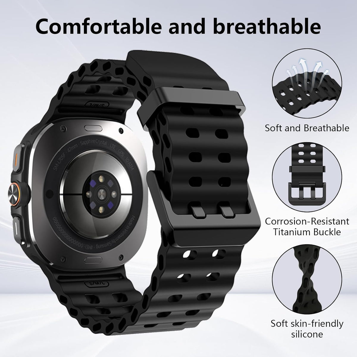 No-gap connection mechanism attached to a smartwatch.