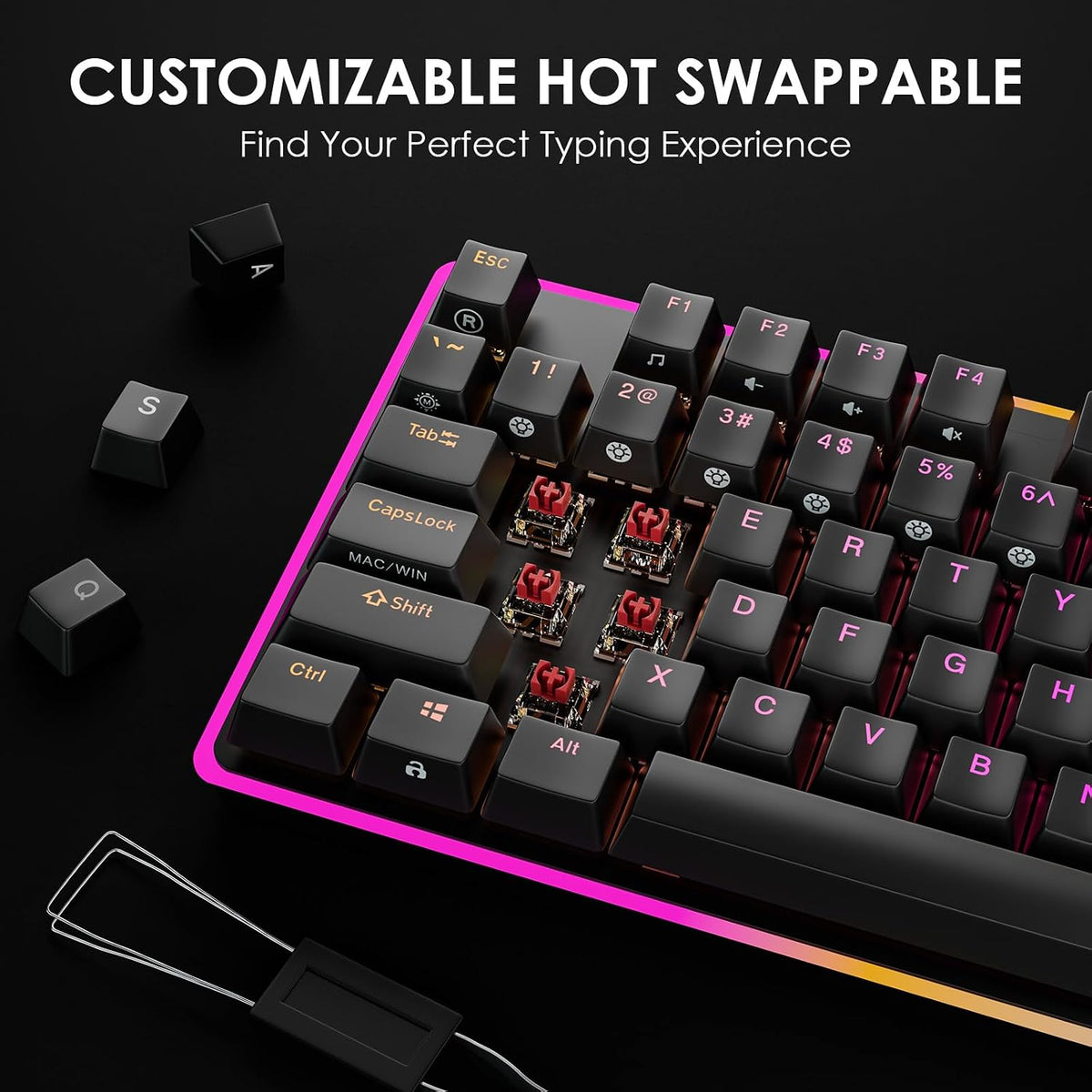 Ollyn keyboard hot-swappable switch removal demonstration