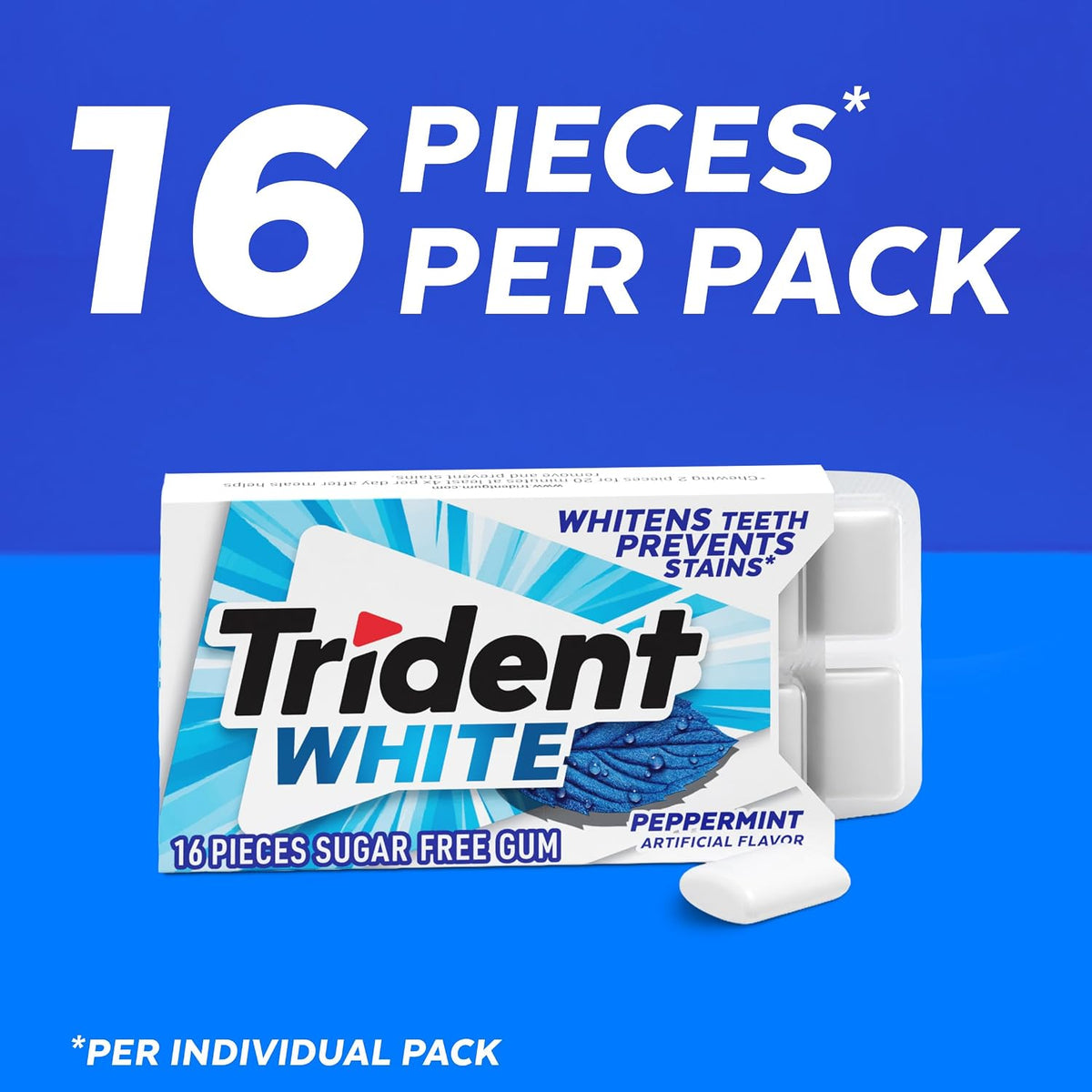 Trident sugarless peppermint chewing gum ninety pack bulk display
