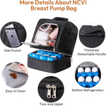 NCVI travel cooler bag interior showing milk bottles and accessories