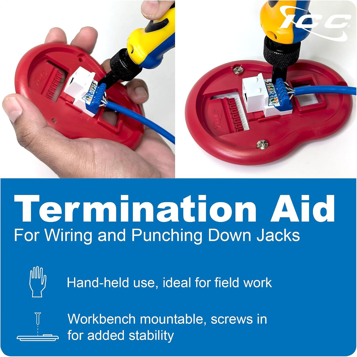 ICC CAT5e Keystone Jack with Inline IDC No Pair Split Wiring (Easier Termination) UL Listed PoE++ TAA VoIP Compliant for Wall Plate or Patch Panel, Works with JackEasy Termination Tool, Red - Image 9
