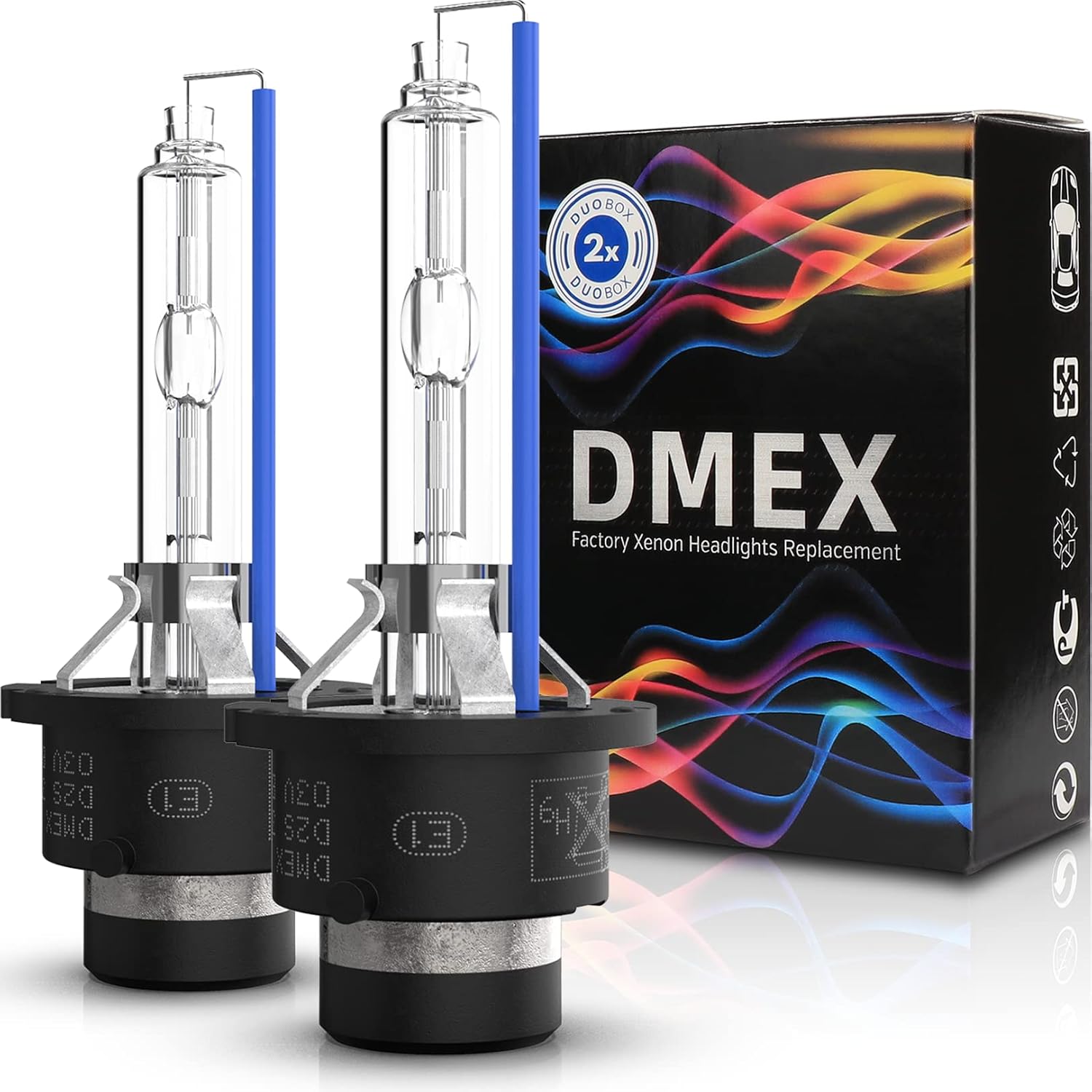 DMEX D2S HID Headlight Bulbs Xenon 35W Replacement 85122 66240 66040 66240CBI - Pack of 2, 6000K Cool White (Not fit Halogen Headlamp) - Image 1