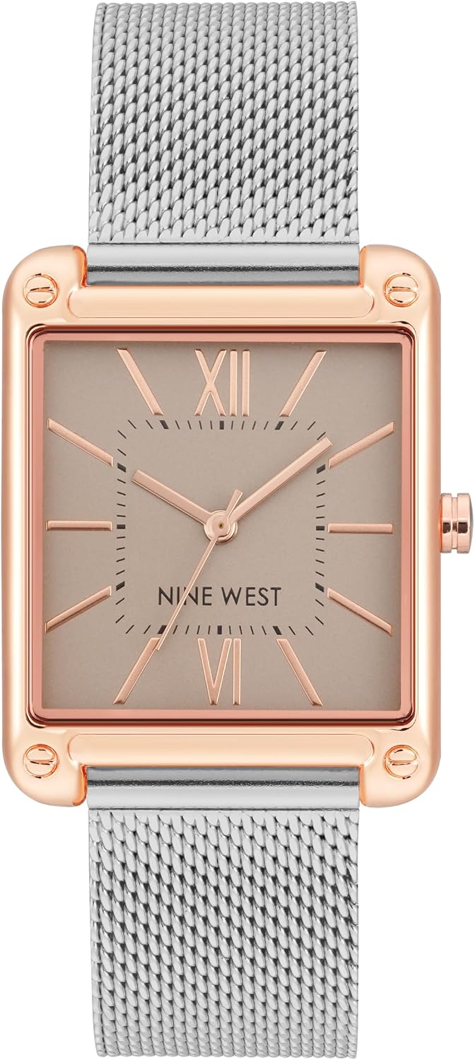 Nine West women's mesh bracelet watch front view and dial display