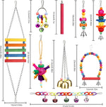 Nine piece YIXUND bird cage accessory bundle displayed together showcasing safe food grade color paints