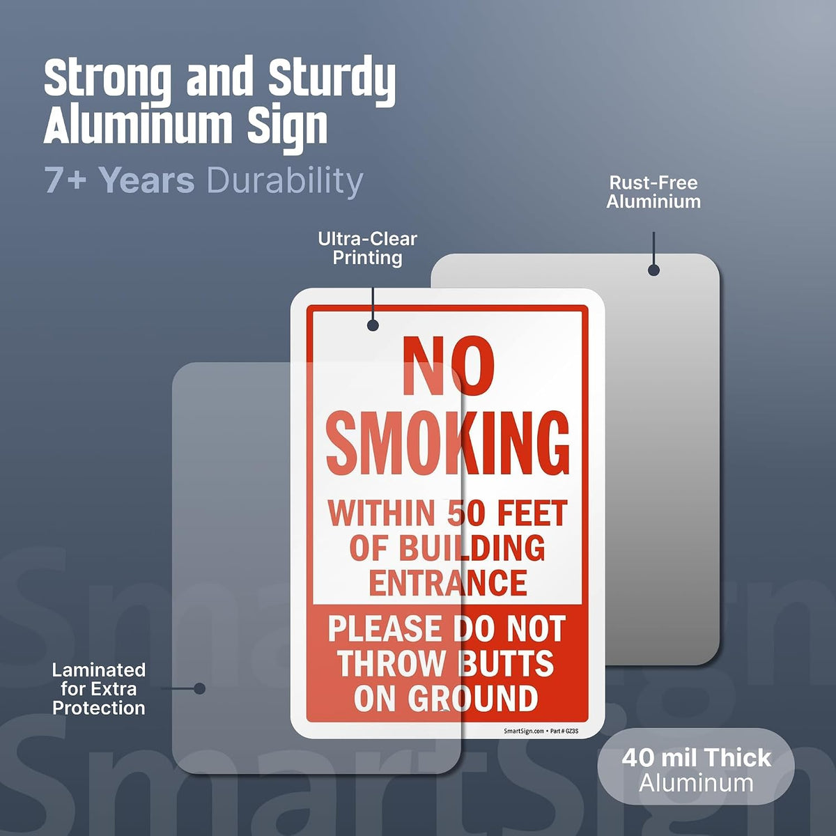 SmartSign UV laminated sign angle view