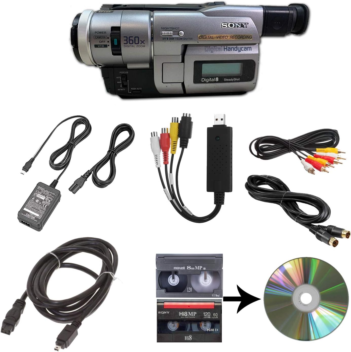 Sony Camcorder for 8mm Digital8 Hi8 tape transfer front view