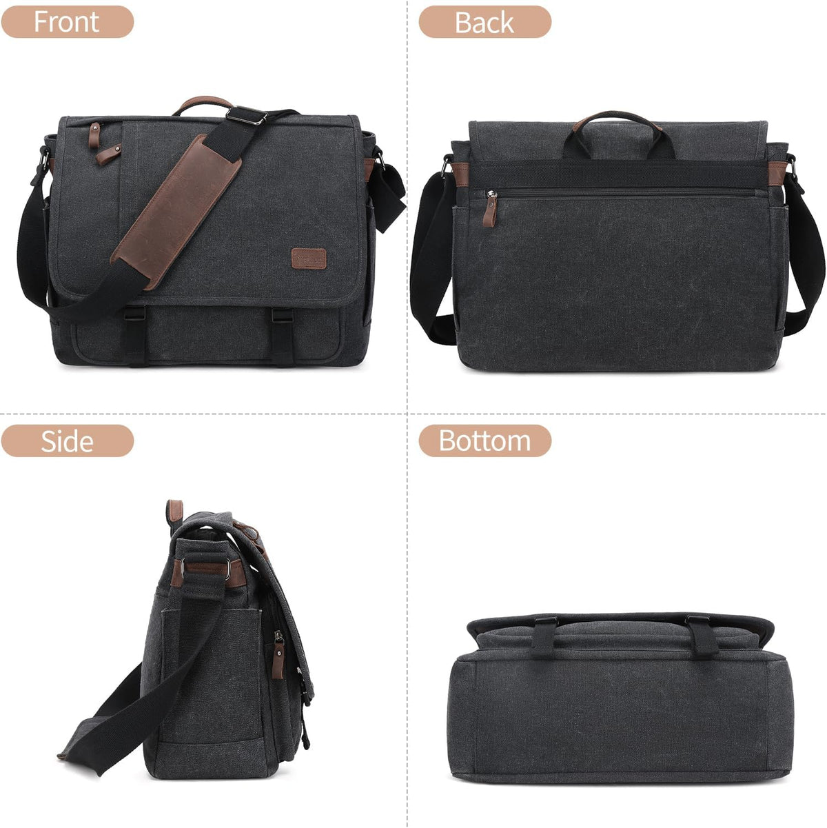 Nerlion water-resistant messenger bag lifestyle shot in dark gray