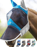 Harrison Howard CareMaster Pro Luminous Horse Fly Mask Large Eye Space Long Nose with Ears UV Protection for Horse Summer Mint Full Size - Image 15