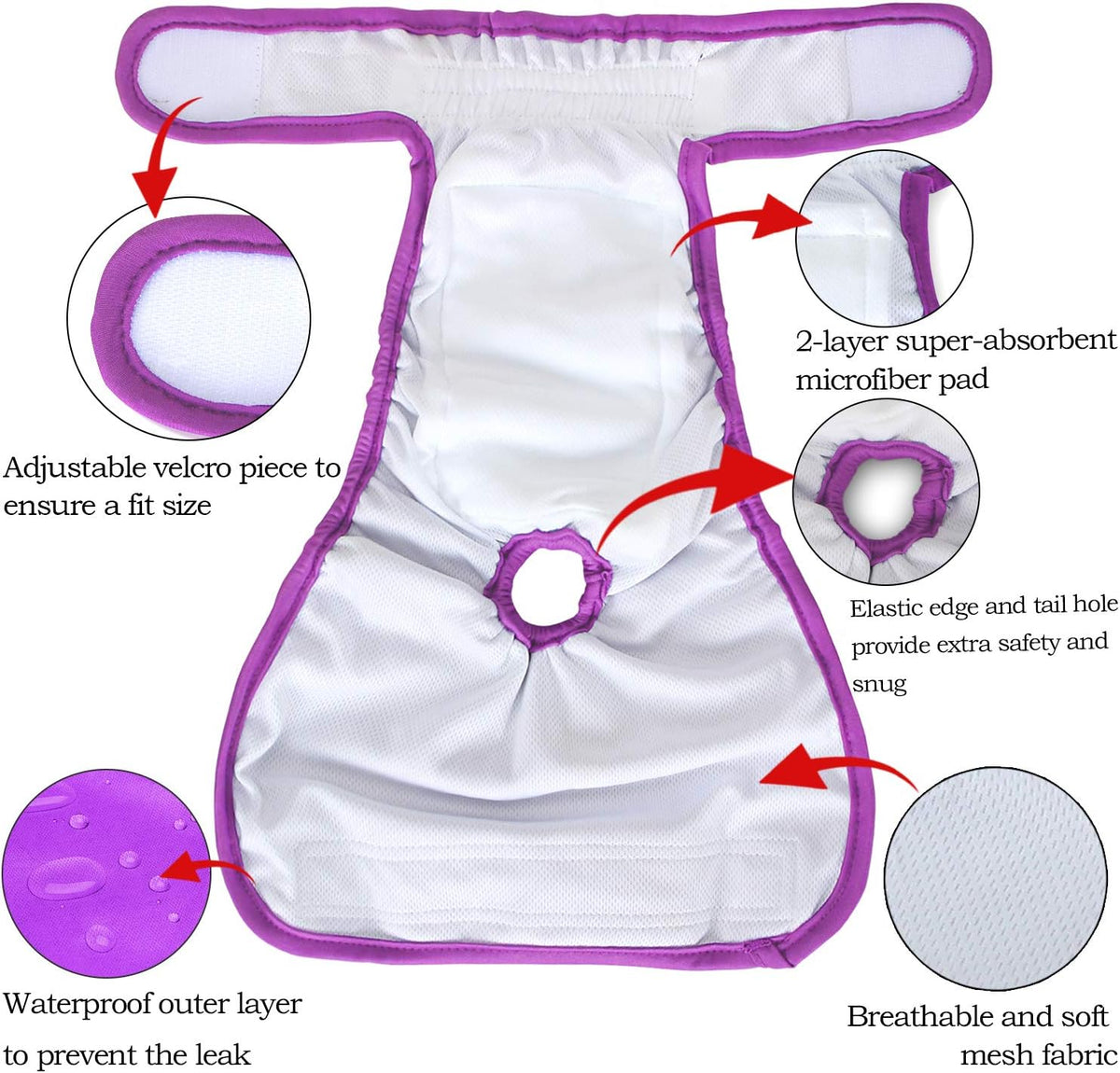 Teamoy reusable dog diapers interior mesh lining