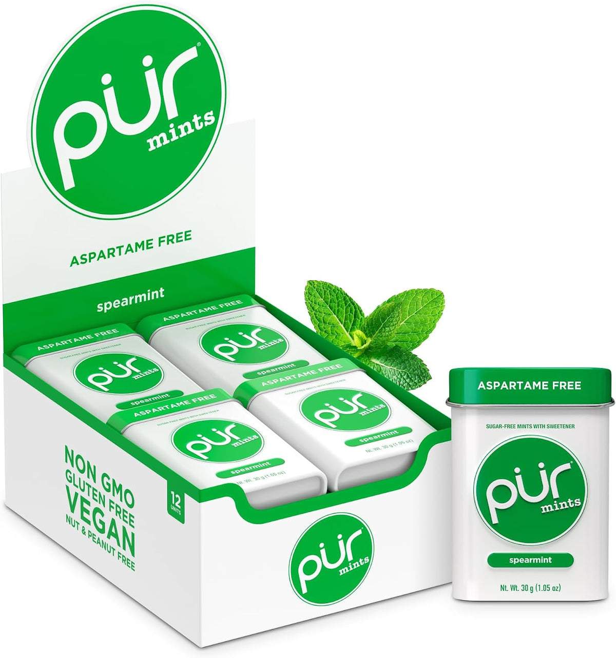 PUR Mints | Aspartame Free | Made with Xylitol | Sugar Free, Vegan, Gluten Free & Keto Friendly | Natural Spearmint Flavored Mints, 30 Pieces (Pack of 2) - Image 12