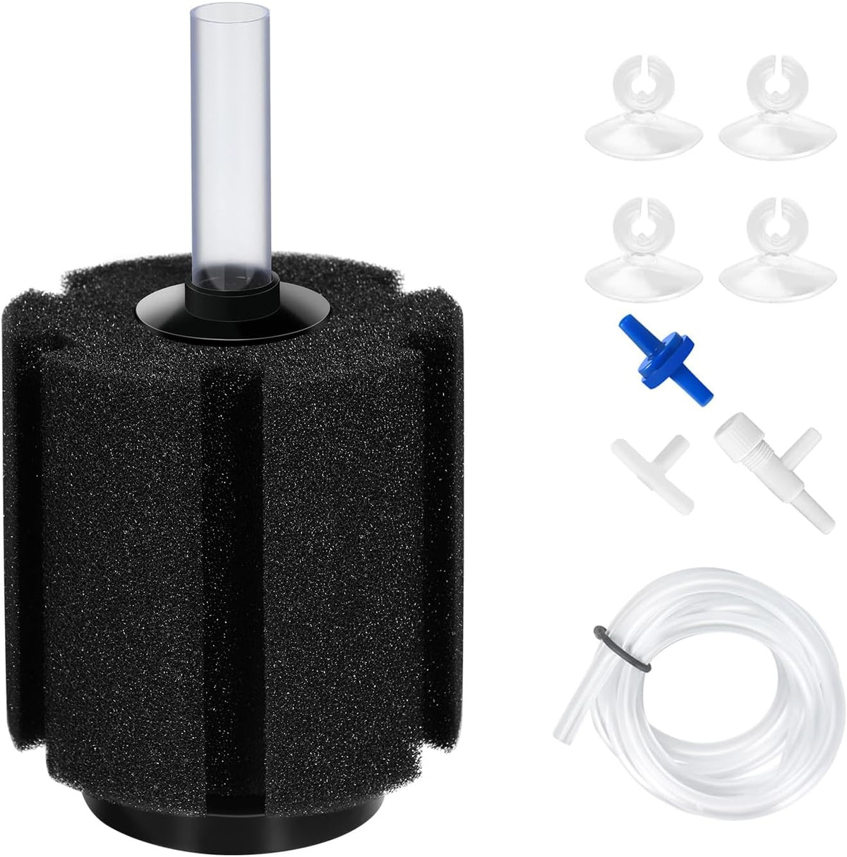 AQUANEAT Aquarium Air Powered Sponge Filter, Fish Tank Bio Bubble Filter with Airline Tubing, Valves, Suction Cup(up to 10Gal) - Image 12
